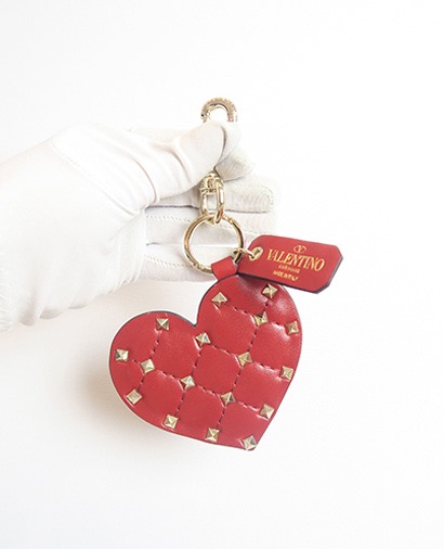 Valentino Rockstud Heart Key Ring, front view